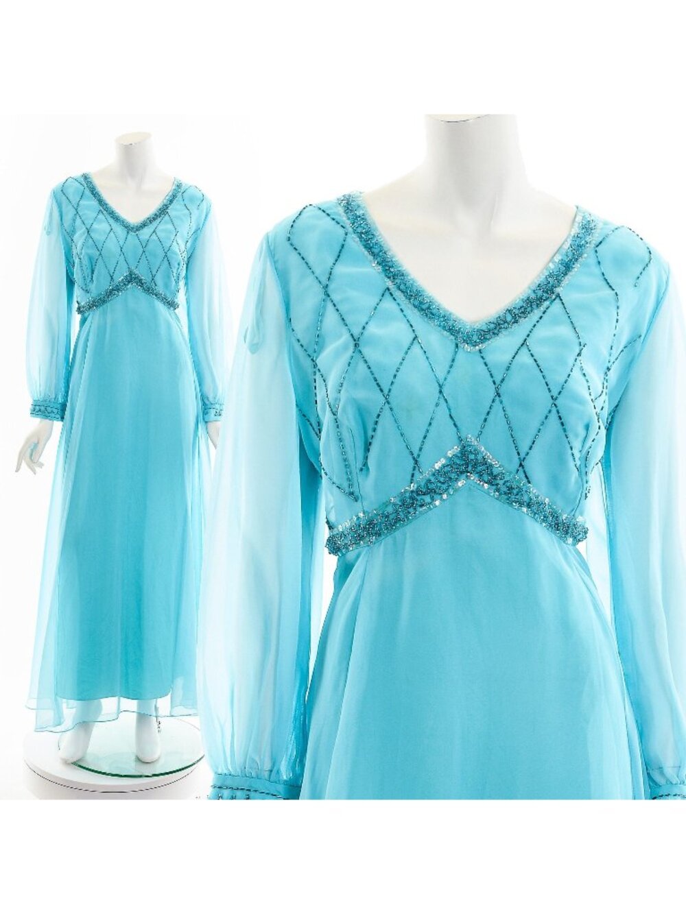 Sky Blue Chiffon Juliet Dress 60s